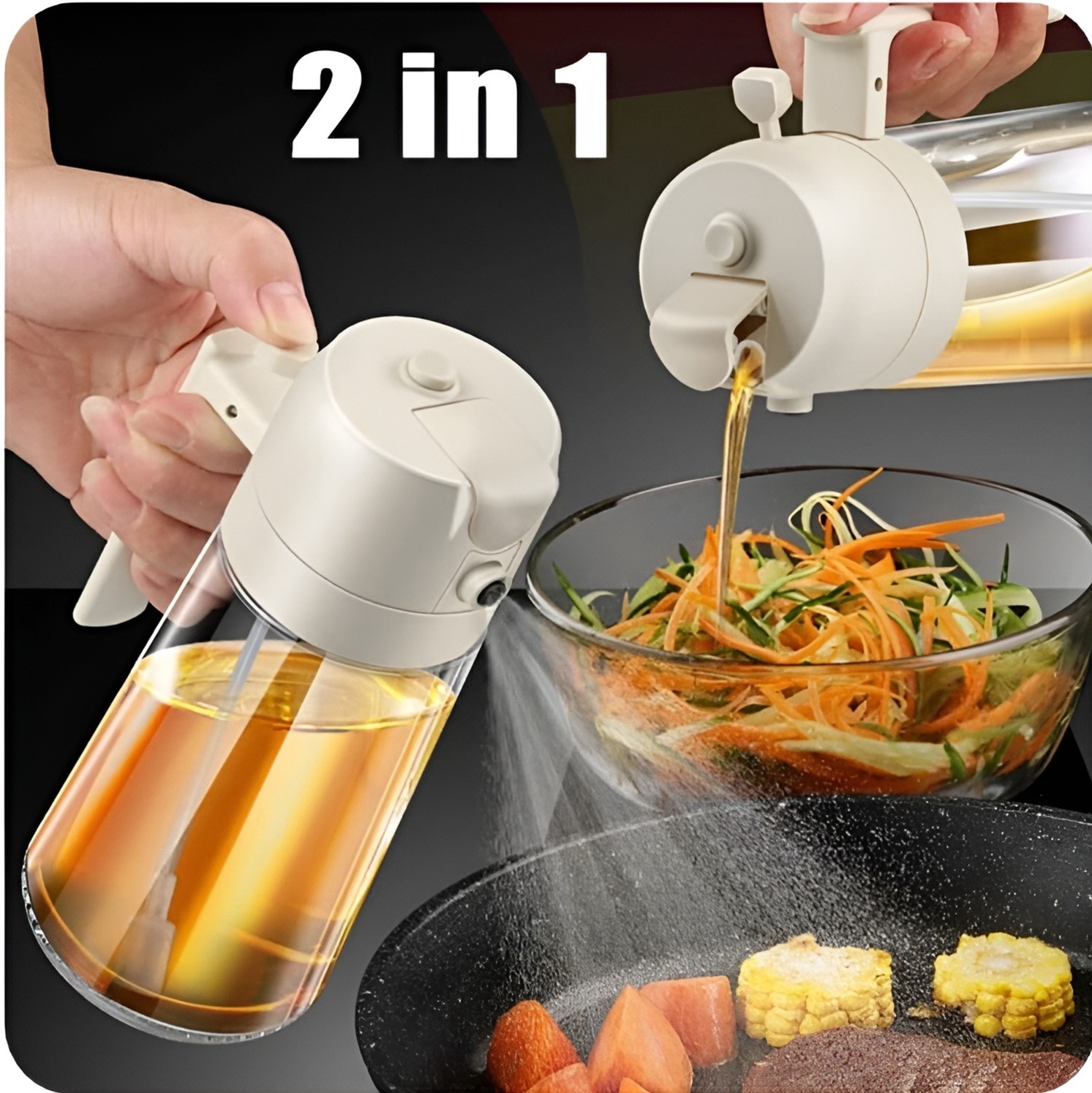 2 in 1 Oil Sprayer and Oil Dispenser Bottle 500ml